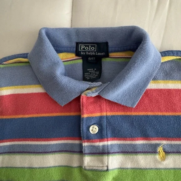 Polo by Ralph Lauren Blue and Orange Striped Polo Shirt - Picture 3 of 3